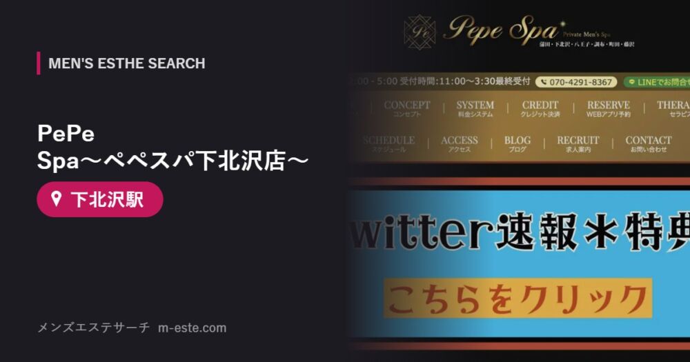 PePe Spa〜ペペスパ下北沢店〜(メンズエステ) 下北沢駅